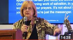 Mary Craig preaching the Gospel at World Camp for Jesus Jerusalem Conference 2017